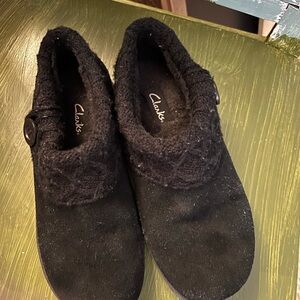 Clarks Brown Women's Flats with Button Detail